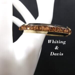 Whiting & Davis Topaz Square Rhinestone Hinged Bracelet